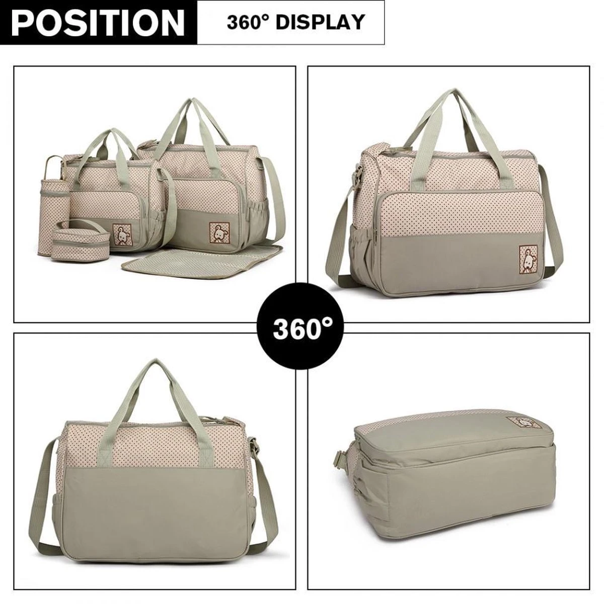 Miss Lulu Luiertas - 5-delige Verzorgingstas Set - Grijs (9026 GY) 4 Miss Lulu Luiertas - 5-delige Verzorgingstas Set - Grijs (9026 GY) - Afbeelding 4