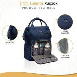 NanaBeebi Luiertas - Rugzak - Met Isoleervak - Blauw- Inclusief Flessenwarmhouder En Kinderwagenhaken -Babyproducten Winkel 1200x1200 539