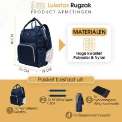 NanaBeebi Luiertas - Rugzak - Met Isoleervak - Blauw- Inclusief Flessenwarmhouder En Kinderwagenhaken -Babyproducten Winkel 1200x1200 544