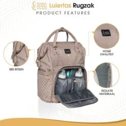 NanaBeebi Luiertas Rugzak Met Verschoonmatje - Beige Taupe - Inclusief Flessenwarmhouder - Kinderwagenhaken En Isoleervak -Babyproducten Winkel 1200x1200 567