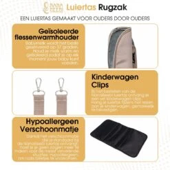 NanaBeebi Luiertas Rugzak Met Verschoonmatje - Beige Taupe - Inclusief Flessenwarmhouder - Kinderwagenhaken En Isoleervak -Babyproducten Winkel 1200x1200 569