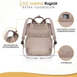 NanaBeebi Luiertas Rugzak Met Verschoonmatje - Beige Taupe - Inclusief Flessenwarmhouder - Kinderwagenhaken En Isoleervak -Babyproducten Winkel 1200x1200 570