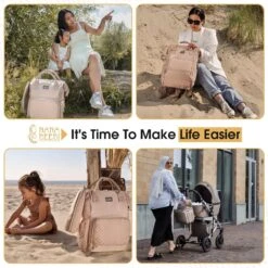 NanaBeebi Luiertas Rugzak Met Verschoonmatje - Beige Taupe - Inclusief Flessenwarmhouder - Kinderwagenhaken En Isoleervak -Babyproducten Winkel 1200x1200 571