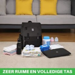 Brisby Slijtvaste Luiertas – Verzorgingstas - Two Tone Zwart En Donkergrijs - Inclusief Verschoonmatje - Isoleervakken - Met Geïntegreerde Kinderwagen Haken -Babyproducten Winkel 1200x1200 578