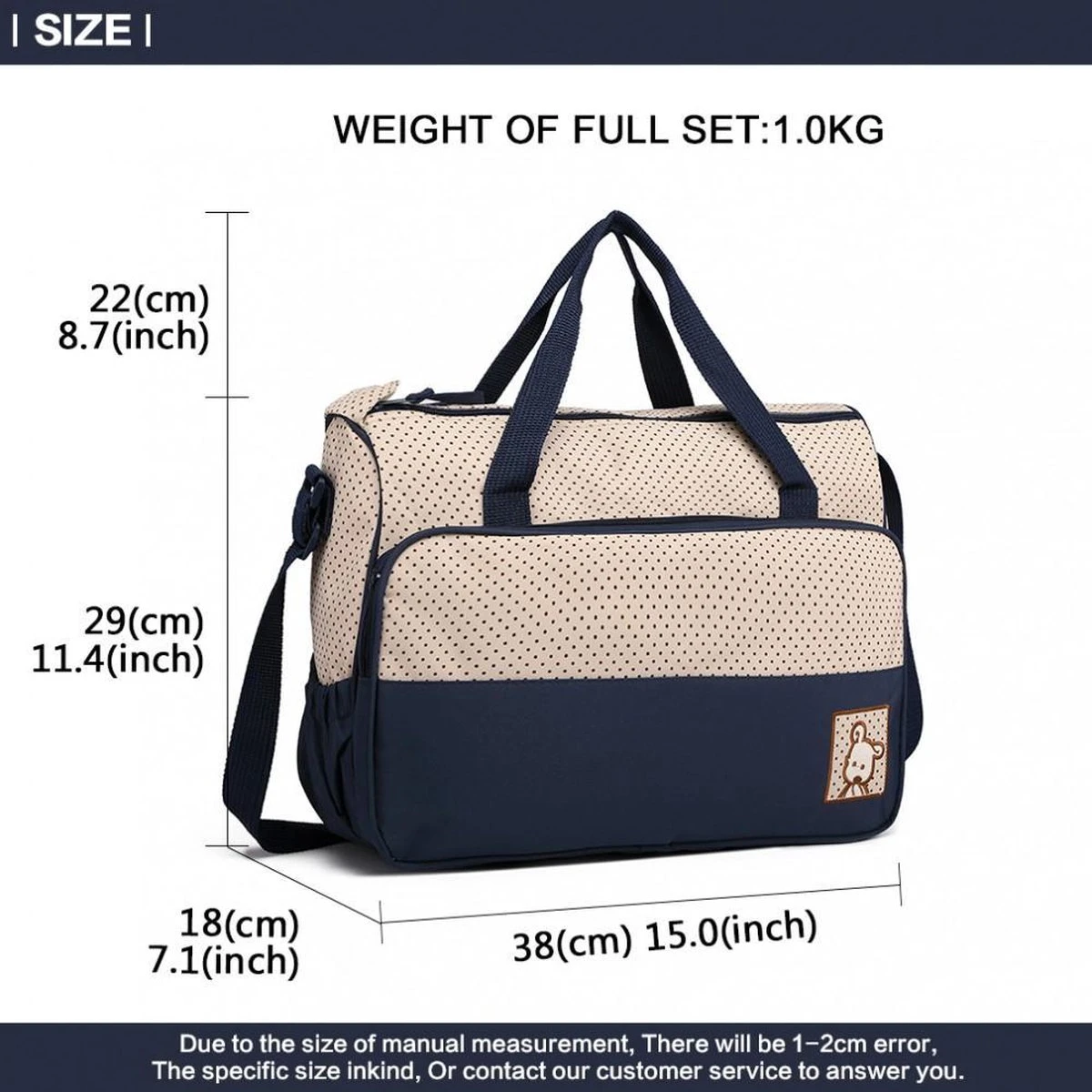 Miss Lulu Luiertas - 5-delige Verzorgingstas Set - Blauw (9026 NY) 2 Miss Lulu Luiertas - 5-delige Verzorgingstas Set - Blauw (9026 NY) - Afbeelding 2