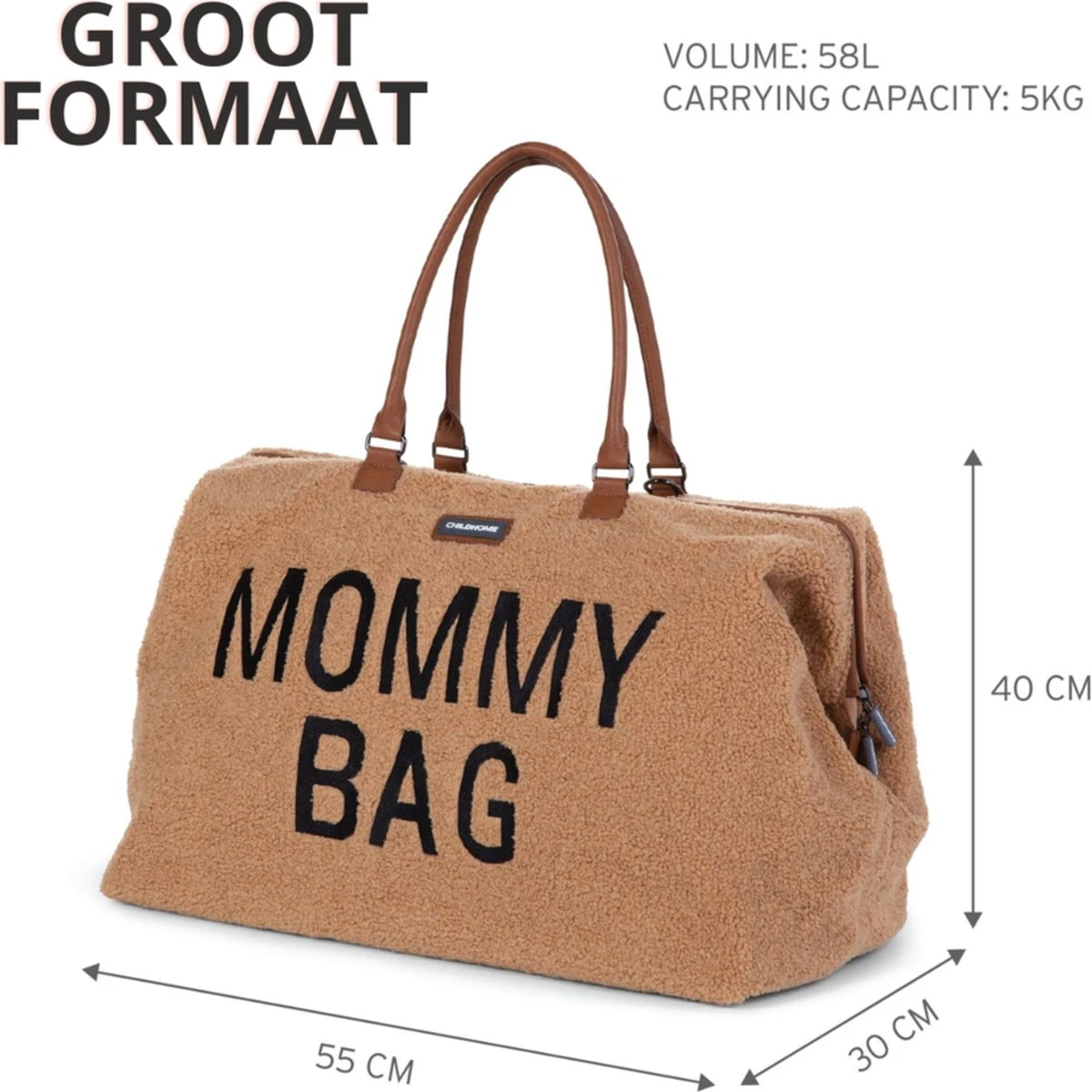 Childhome Mommy Bag Groot - Teddy - Beige 6 Childhome Mommy Bag Groot - Teddy - Beige - Afbeelding 6