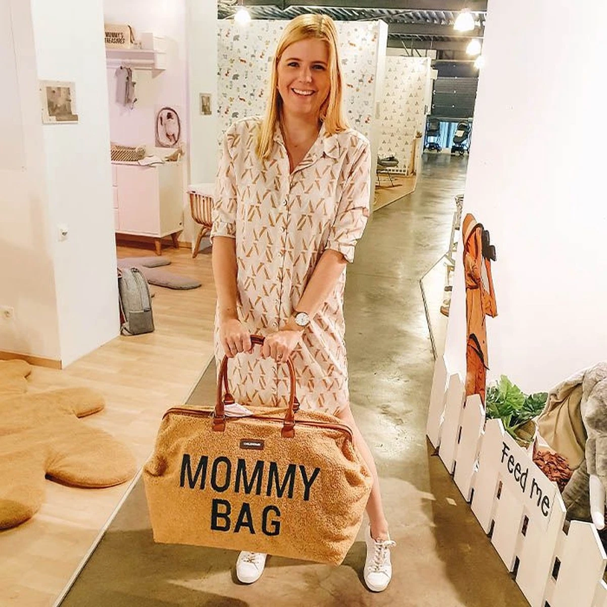 Childhome Mommy Bag Groot - Teddy - Beige 7 Childhome Mommy Bag Groot - Teddy - Beige - Afbeelding 7