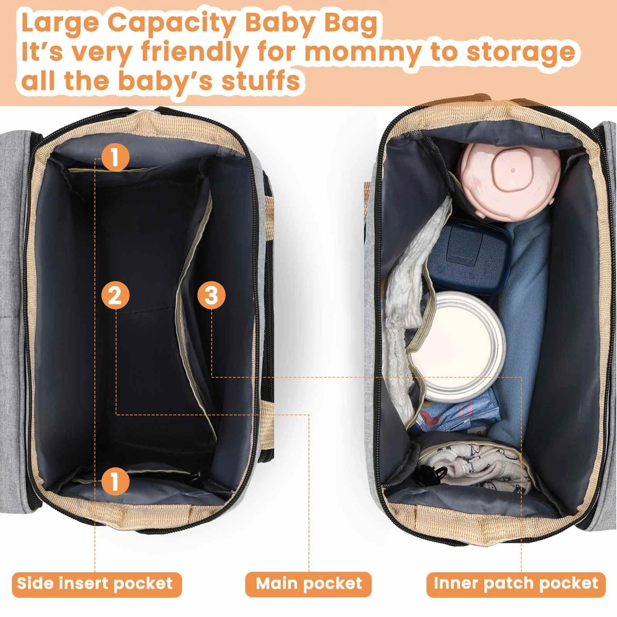 Product Plaza - Luier- En Verzorgingstas - Baby Rug Tas Met Bed - Reis Rugzak - Grote Capaciteit - Jongens En Meisjes - Grijs - Luier Tas - Verzorgingstas Baby - Uitschuifbaar Verschoon/ Slaap Bedje – Multifunctionele Rugzak 0-1 Jaar – 2 Product Plaza - Luier- En Verzorgingstas - Baby Rug Tas Met Bed - Reis Rugzak - Grote Capaciteit - Jongens En Meisjes - Grijs - Luier Tas - Verzorgingstas Baby - Uitschuifbaar Verschoon/ Slaap Bedje – Multifunctionele Rugzak 0-1 Jaar – - Afbeelding 2