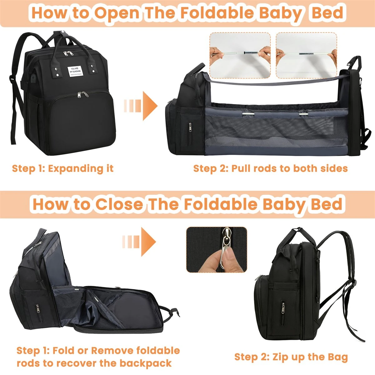 Merkloos Luiertas Rugzak - Luiertassen Met Babybed - Grote Luiertas Met Wieg - Luiertas Verzorgingstas Met Babybedje - Verzorgingsrugzak - Zwart 7 Merkloos Luiertas Rugzak - Luiertassen Met Babybed - Grote Luiertas Met Wieg - Luiertas Verzorgingstas Met Babybedje - Verzorgingsrugzak - Zwart - Afbeelding 7