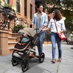 KIDUKU- 3 In 1 Combi-kinderwagen- Bruin/goud- Buggy Incl. Autostoeltje-regenhoes- Inklapbaar -Babyproducten Winkel 1200x1200 736