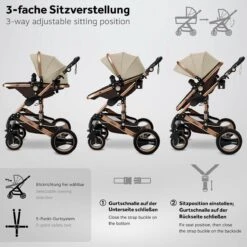 KIDUKU- 3 In 1 Combi-kinderwagen- Bruin/goud- Buggy Incl. Autostoeltje-regenhoes- Inklapbaar -Babyproducten Winkel 1200x1200 738