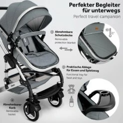 KIDUKU- 3 In 1 Combi-kinderwagen- Grijs/zilver- Buggy Incl. Autostoeltje-regenhoes- Inklapbaar -Babyproducten Winkel 1200x1200 752