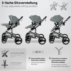KIDUKU- 3 In 1 Combi-kinderwagen- Grijs/zilver- Buggy Incl. Autostoeltje-regenhoes- Inklapbaar -Babyproducten Winkel 1200x1200 753