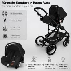 KIDUKU- 3 In 1 Combi-kinderwagen- Zwart- Buggy Incl. Autostoeltje-regenhoes- Inklapbaar -Babyproducten Winkel 1200x1200 776