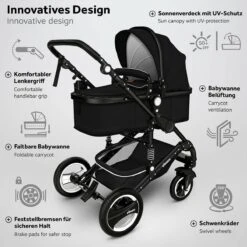 KIDUKU- 3 In 1 Combi-kinderwagen- Zwart- Buggy Incl. Autostoeltje-regenhoes- Inklapbaar -Babyproducten Winkel 1200x1200 782