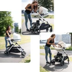 Deryan Evy Kinderwagen - Duo Kinderwagen - Uitbreidbaar - Inclusief Reiswieg - Creme -Babyproducten Winkel 1200x1200 824