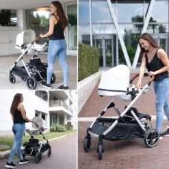 Deryan Evy Kinderwagen - Duo Kinderwagen - Uitbreidbaar - Inclusief Reiswieg - Creme -Babyproducten Winkel 1200x1200 826