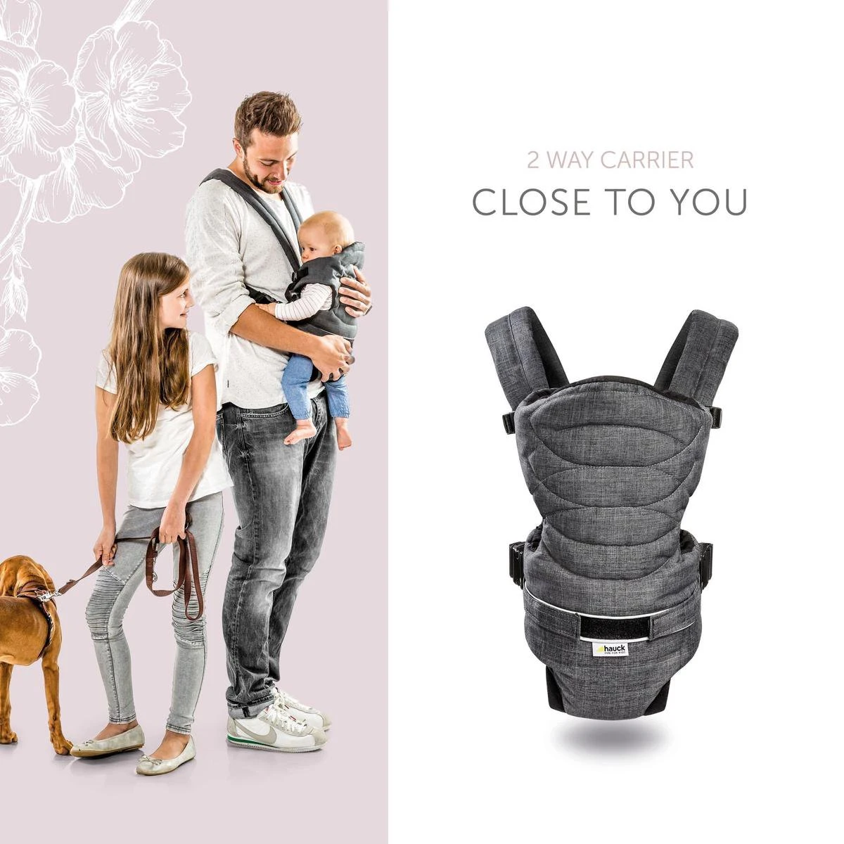 Hauck 2 Way Carrier Draagzak - Buikdrager - Melange Charcoal 8 Hauck 2 Way Carrier Draagzak - Buikdrager - Melange Charcoal - Afbeelding 8