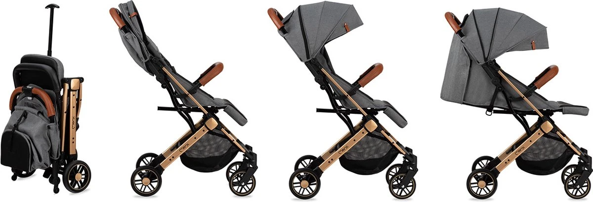MoMi Wandelwagen - Compacte Lichtgewicht Buggy - Estelle - Gray-Gold (geschikt Van 6mnd - 15kg) 11 MoMi Wandelwagen - Compacte Lichtgewicht Buggy - Estelle - Gray-Gold (geschikt Van 6mnd - 15kg) - Afbeelding 11