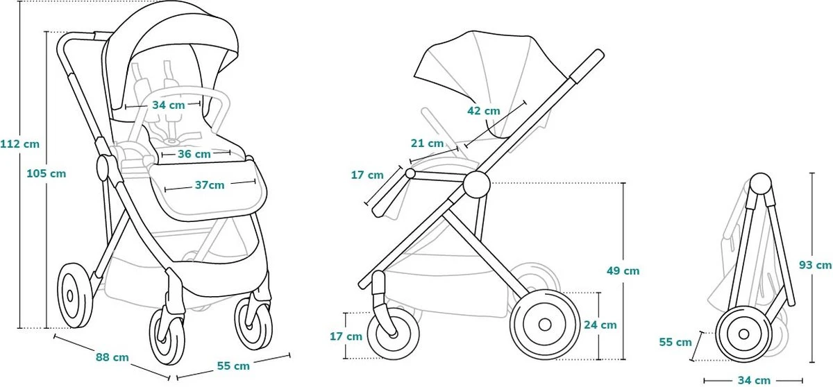 Lionelo Zoey - Kinderwagen - Alluminium - Accessoires - Tot 15kg 2 Lionelo Zoey - Kinderwagen - Alluminium - Accessoires - Tot 15kg - Afbeelding 2