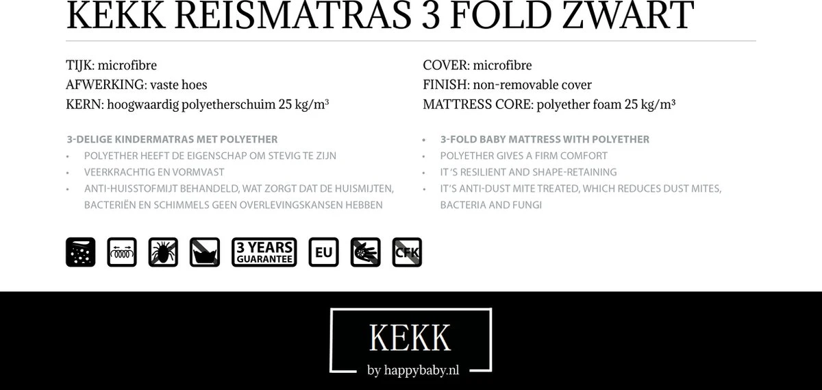 Kekk Campingbedmatras Matras Voor Campingbedje Opvouwbaar 60 X 120 Cm Zwart In Draagtas 2 Kekk Campingbedmatras Matras Voor Campingbedje Opvouwbaar 60 X 120 Cm Zwart In Draagtas - Afbeelding 2
