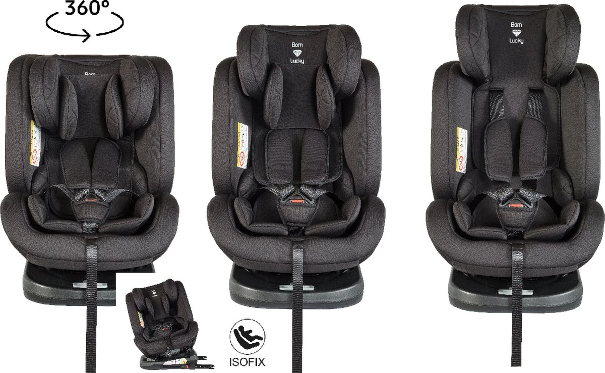 Born Lucky Meegroei Autostoel Roadline SPS ISOFIX - Groep 0/1/2/3 - 360° Draaibaar - Zwart 1 Born Lucky Meegroei Autostoel Roadline SPS ISOFIX - Groep 0/1/2/3 - 360° Draaibaar - Zwart