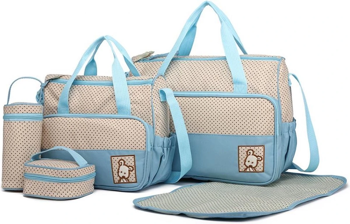 Miss Lulu Luiertas - 5-delige Verzorgingstas Set - Lichtblauw (9026 BE) 1 Miss Lulu Luiertas - 5-delige Verzorgingstas Set - Lichtblauw (9026 BE)