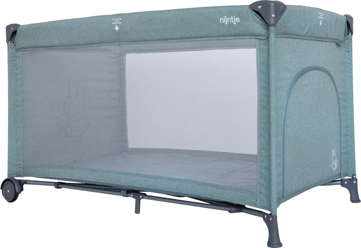 Prénatal Luxe Campingbedje Met Bodemmatras - Inclusief Draagtas - Inklapbaar Baby Campingbed - Met Wieltjes En Kruipluik - 120 X 60 Cm - Groen Melange / Nijntje 2 Prénatal Luxe Campingbedje Met Bodemmatras - Inclusief Draagtas - Inklapbaar Baby Campingbed - Met Wieltjes En Kruipluik - 120 X 60 Cm - Groen Melange / Nijntje - Afbeelding 2