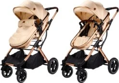 Ding Juna Kinderwagen 3 In 1 - Beige/Rose - Combi Kinderwagen Incl. Autostoel -Babyproducten Winkel 1200x840 1