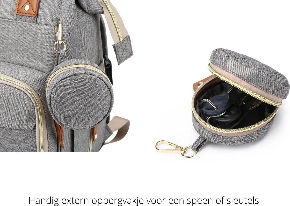 Humpy Dumpy Stijlvolle Luiertas Rugzak (Grijs) Met Uitschuifbaar Verschoon/ Slaap Bedje. Incl. Verschoon Matje, USB Poort & Buggy Straps 4 Humpy Dumpy Stijlvolle Luiertas Rugzak (Grijs) Met Uitschuifbaar Verschoon/ Slaap Bedje. Incl. Verschoon Matje, USB Poort & Buggy Straps - Afbeelding 4