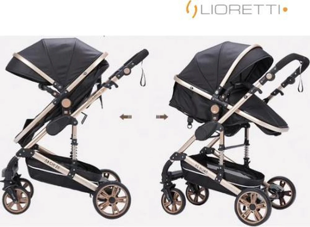 Merkloos Lioretti® Luxe Baby Buggy 3 In 1 | Baby Wagen | Kinderwagen Met Stoel En Wieg | Inklapbaar | Hoge Kwaliteit | Combi | Zwart 13 Merkloos Lioretti® Luxe Baby Buggy 3 In 1 | Baby Wagen | Kinderwagen Met Stoel En Wieg | Inklapbaar | Hoge Kwaliteit | Combi | Zwart - Afbeelding 13