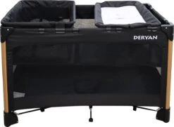 Deryan Luxe Campingbed Compleet - 120x60cm - Bodemverhoger - Verschoonblad - Opbergmand - Zwart -Babyproducten Winkel 1200x881 3
