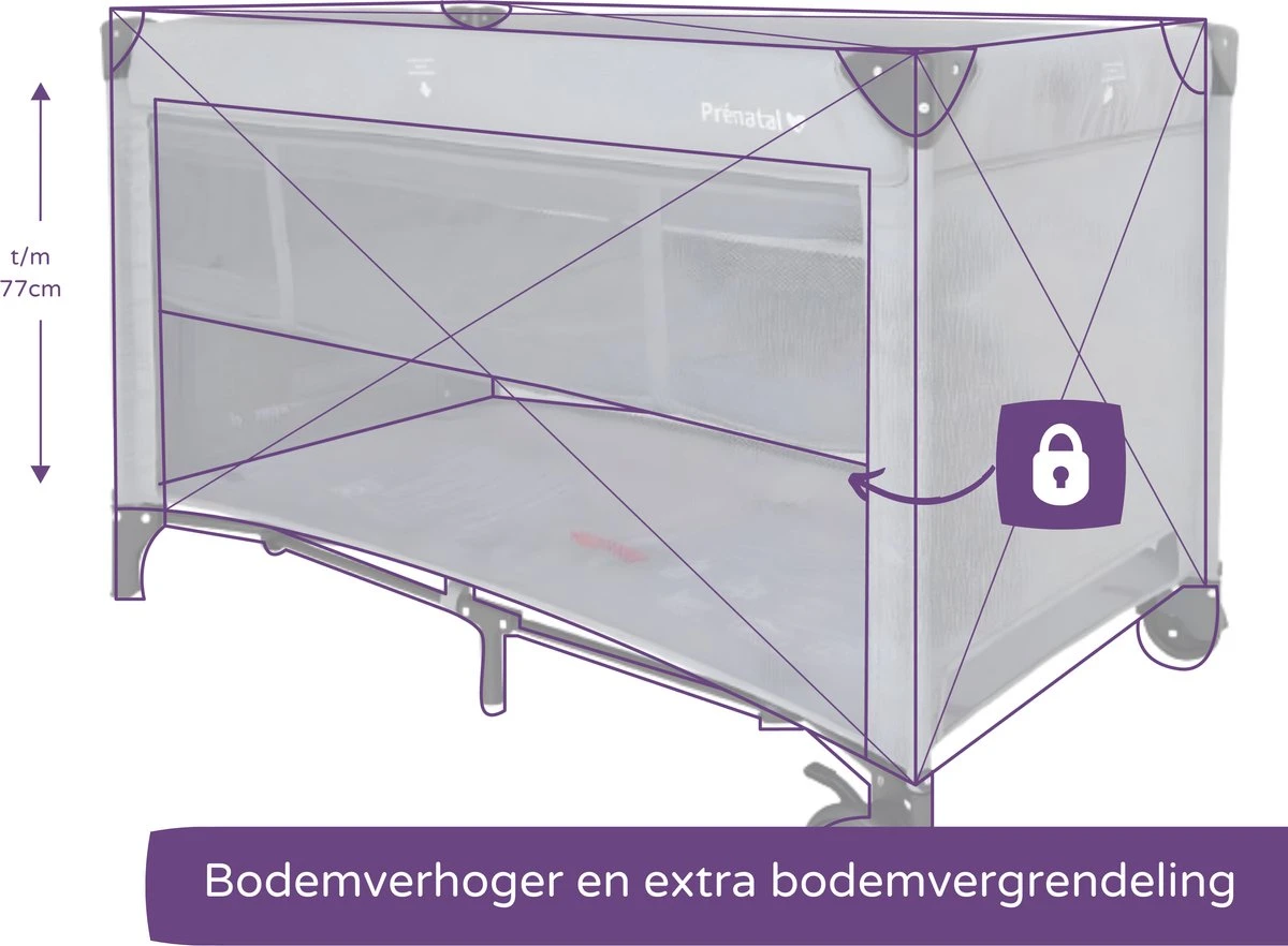 Prénatal Luxe Campingbedje Met Bodemverhoger - Inklapbaar Baby Campingbed - Reisbedje Met Wieltjes En Kruipluik - Inclusief Bodemmatras - 120 X 60 Cm - Grijs 5 Prénatal Luxe Campingbedje Met Bodemverhoger - Inklapbaar Baby Campingbed - Reisbedje Met Wieltjes En Kruipluik - Inclusief Bodemmatras - 120 X 60 Cm - Grijs - Afbeelding 5