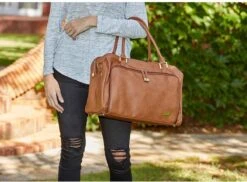 Grote Luiertas Double Zip Satchel Chestnut Redwood - Kunstleer - 42 Cm Breed -Babyproducten Winkel 1200x884