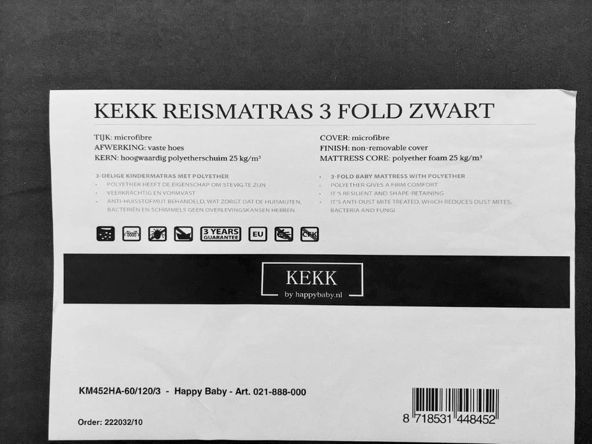 Kekk Campingbedmatras Matras Voor Campingbedje Opvouwbaar 60 X 120 Cm Zwart In Draagtas 4 Kekk Campingbedmatras Matras Voor Campingbedje Opvouwbaar 60 X 120 Cm Zwart In Draagtas - Afbeelding 4