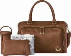 Grote Luiertas Double Zip Satchel Chestnut Redwood - Kunstleer - 42 Cm Breed -Babyproducten Winkel 1200x949 1