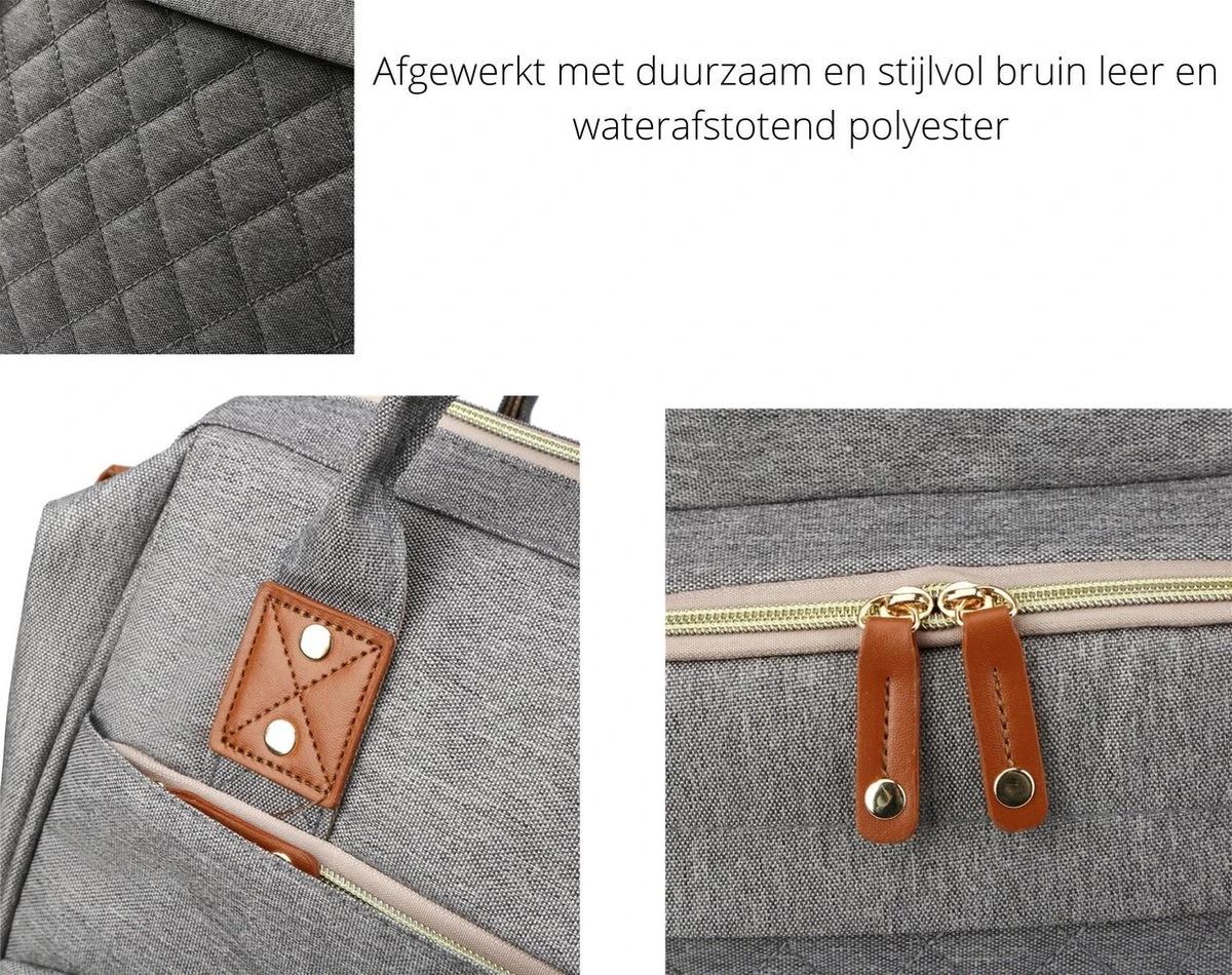 Humpy Dumpy Stijlvolle Luiertas Rugzak (Zwart) Met Uitschuifbaar Verschoon/ Slaap Bedje. Incl. Verschoon Matje, USB Poort & Buggy Straps 7 Humpy Dumpy Stijlvolle Luiertas Rugzak (Zwart) Met Uitschuifbaar Verschoon/ Slaap Bedje. Incl. Verschoon Matje, USB Poort & Buggy Straps - Afbeelding 7
