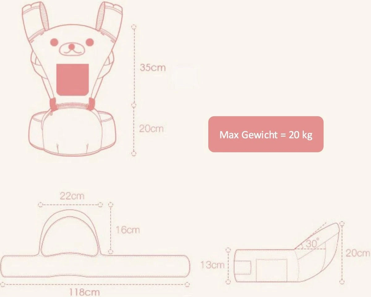 Baby Draagzak - Buik/Rug Babydrager Met Zacht Zitje (0-36 Maanden) - Bruine Beer 3 Baby Draagzak - Buik/Rug Babydrager Met Zacht Zitje (0-36 Maanden) - Bruine Beer - Afbeelding 3