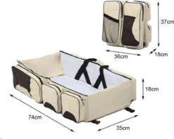 Merkloos Decopatent® Baby Bed - Luiertas - Reisbedje Voor Baby’s En Kleuters - Opvouwbare Reiswieg - Reisbed Met Matras - Reistas - Creme -Babyproducten Winkel 1200x962 1