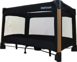 Deryan Luxe Campingbed Compleet - 120x60cm - Bodemverhoger - Verschoonblad - Opbergmand - Zwart -Babyproducten Winkel 1200x962 3