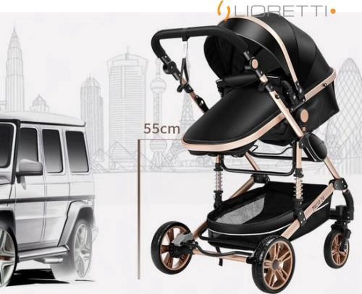Merkloos Lioretti® Luxe Baby Buggy 3 In 1 | Baby Wagen | Kinderwagen Met Stoel En Wieg | Inklapbaar | Hoge Kwaliteit | Combi | Zwart 3 Merkloos Lioretti® Luxe Baby Buggy 3 In 1 | Baby Wagen | Kinderwagen Met Stoel En Wieg | Inklapbaar | Hoge Kwaliteit | Combi | Zwart - Afbeelding 3