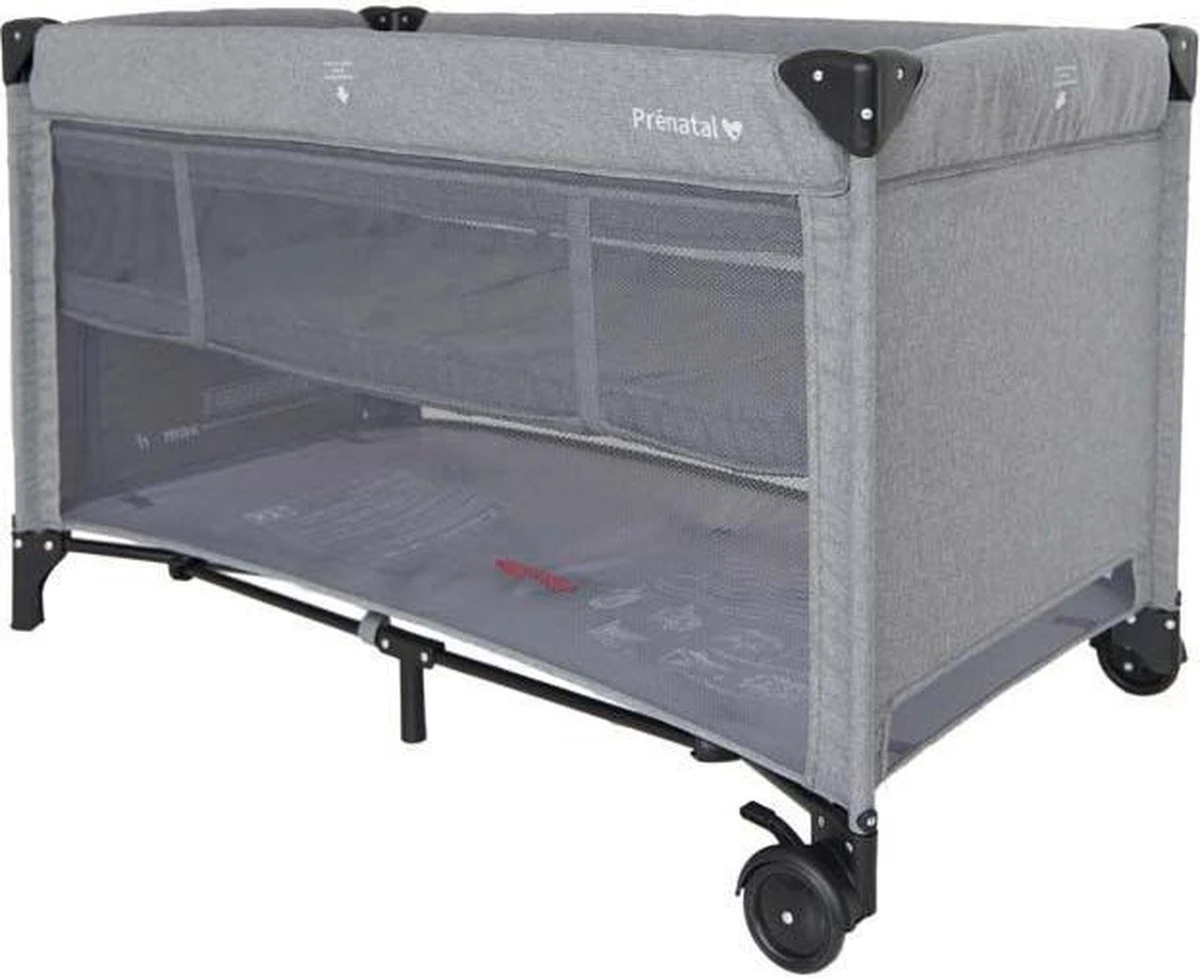 Prénatal Luxe Campingbedje Met Bodemverhoger - Inklapbaar Baby Campingbed - Reisbedje Met Wieltjes En Kruipluik - Inclusief Bodemmatras - 120 X 60 Cm - Grijs 6 Prénatal Luxe Campingbedje Met Bodemverhoger - Inklapbaar Baby Campingbed - Reisbedje Met Wieltjes En Kruipluik - Inclusief Bodemmatras - 120 X 60 Cm - Grijs - Afbeelding 6