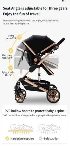 Luxe Kinderwagen 3 In 1 - Wandelwagen - Kinderwagen 3-in-1 Incl Autostoel - Kinderwagen Maxi Cosi – Buggy 3 In 1 - Newborn - Grijs -Babyproducten Winkel 564x1200 1