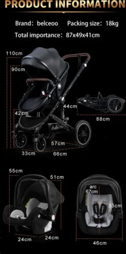 Belecoo - Luxe Kinderwagen - 3-in-1 Buggy - Opklapbare Wandelwagen - Autostoel - Wieg - Multifunctioneel - Zwart 12 Belecoo - Luxe Kinderwagen - 3-in-1 Buggy - Opklapbare Wandelwagen - Autostoel - Wieg - Multifunctioneel - Zwart -Babyproducten Winkel 596x1200
