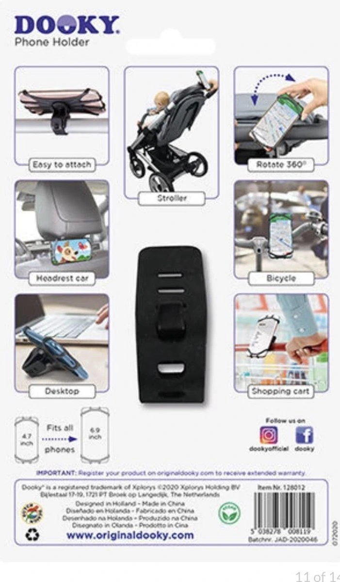Dooky Telefoonhouder Smartphone Telefoon Houder 360* Rotatie Universeel Kinderwagen Fiets Zwart 4 Dooky Telefoonhouder Smartphone Telefoon Houder 360* Rotatie Universeel Kinderwagen Fiets Zwart - Afbeelding 4