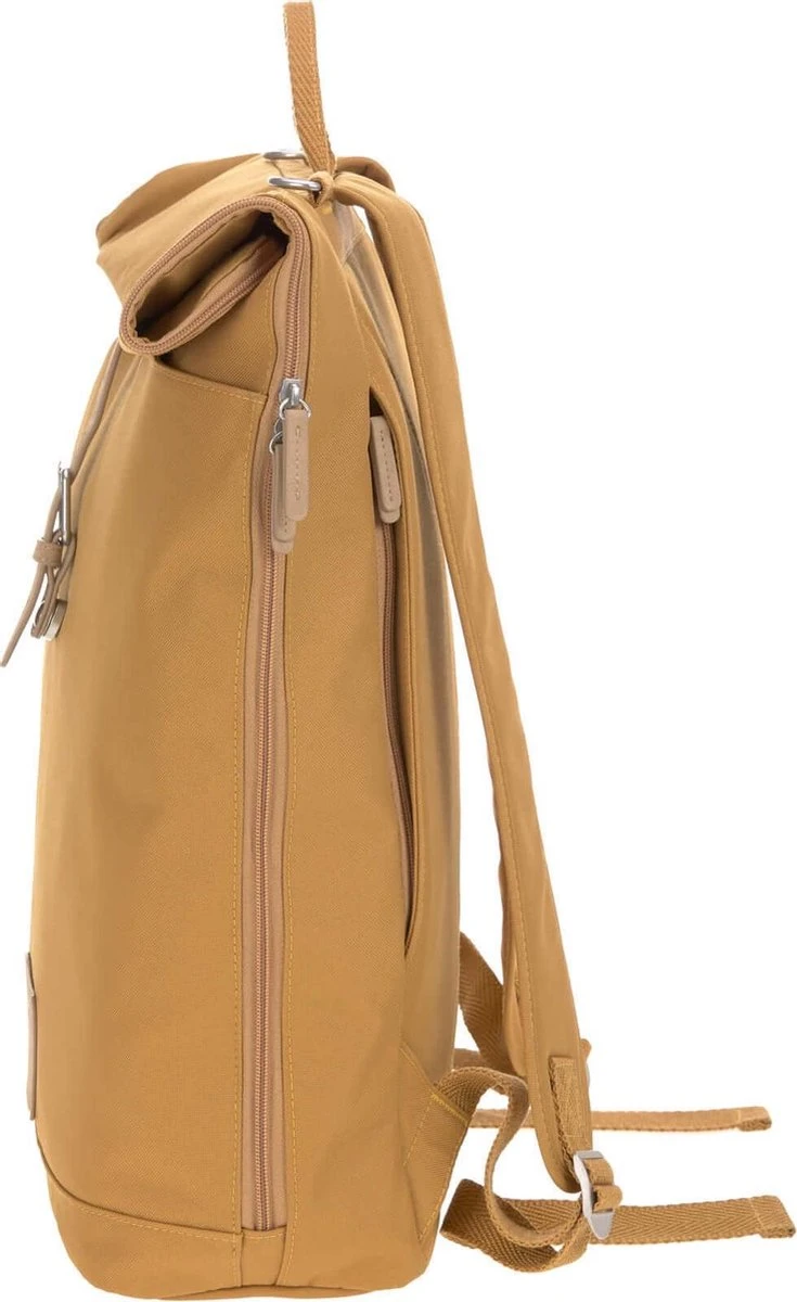 LÄSSIG Luiertas Rolltop Backpack Rugzak Incl Verschoningsmatje - Curry 2 LÄSSIG Luiertas Rolltop Backpack Rugzak Incl Verschoningsmatje - Curry - Afbeelding 2