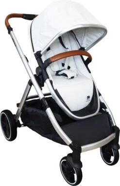 Deryan Evy Kinderwagen - Duo Kinderwagen - Uitbreidbaar - Inclusief Reiswieg - Creme -Babyproducten Winkel 772x1200