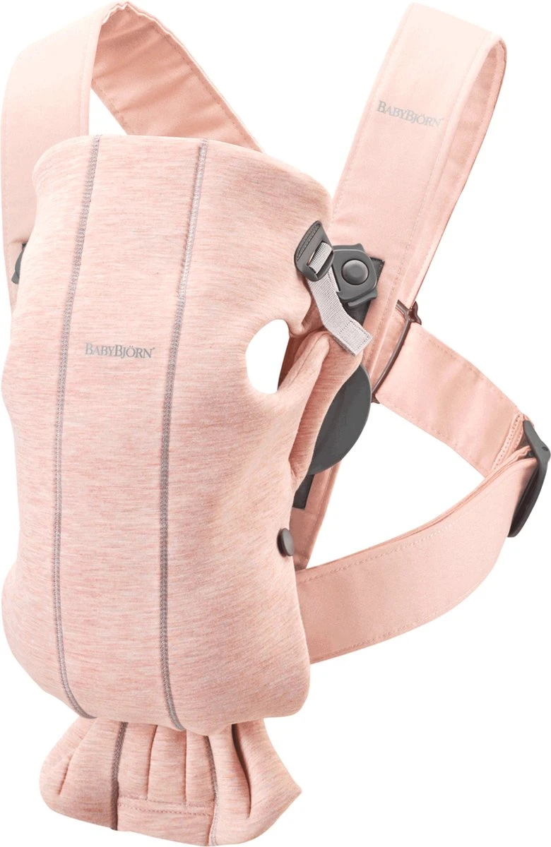 BabyBjörn Draagzak Mini - 3D Jersey - Lichtroze 1 BabyBjörn Draagzak Mini - 3D Jersey - Lichtroze