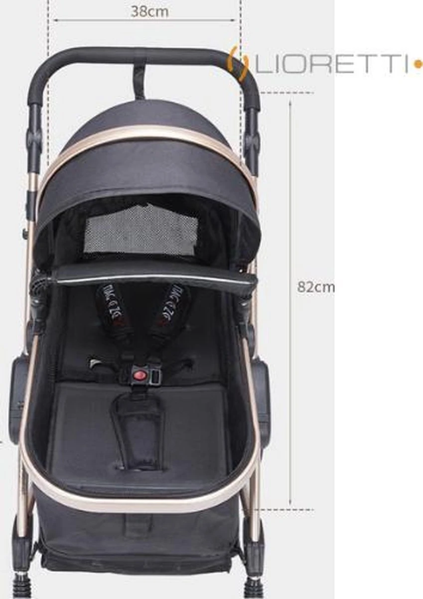 Merkloos Lioretti® Luxe Baby Buggy 3 In 1 | Baby Wagen | Kinderwagen Met Stoel En Wieg | Inklapbaar | Hoge Kwaliteit | Combi | Zwart 17 Merkloos Lioretti® Luxe Baby Buggy 3 In 1 | Baby Wagen | Kinderwagen Met Stoel En Wieg | Inklapbaar | Hoge Kwaliteit | Combi | Zwart - Afbeelding 17