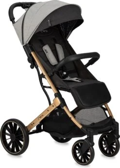 MoMi Wandelwagen - Compacte Lichtgewicht Buggy - Estelle Dakar Met XXL Wielen & Zonnekap - Leopard - Grijs-Goud (geschikt Van 6mnd - 22kg)